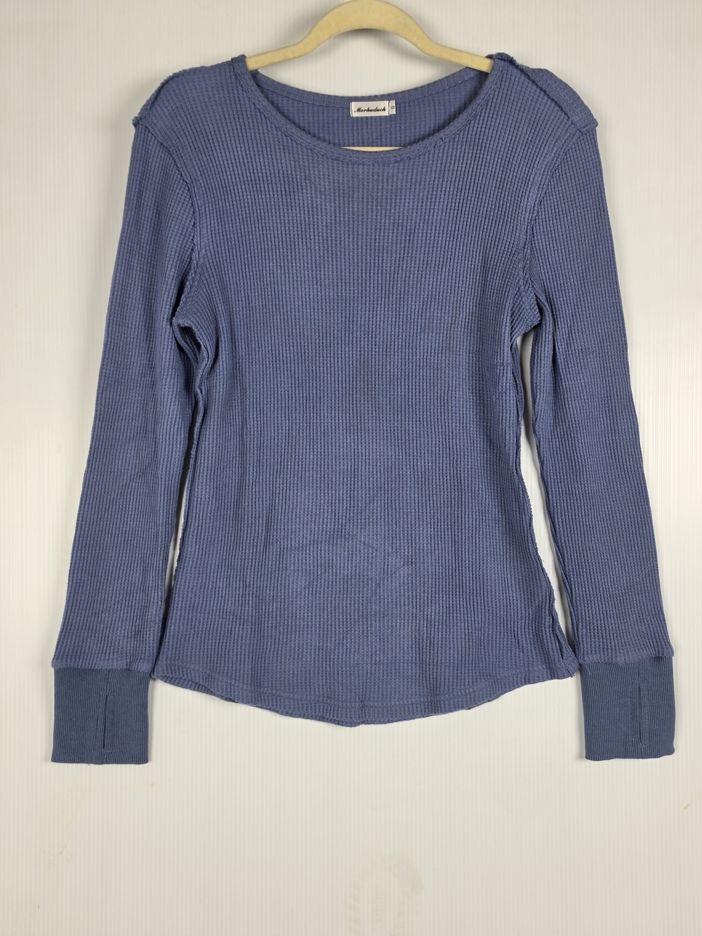 Morhuduck Dusty Blue Ribbed Long-Sleeve Thermal Tee